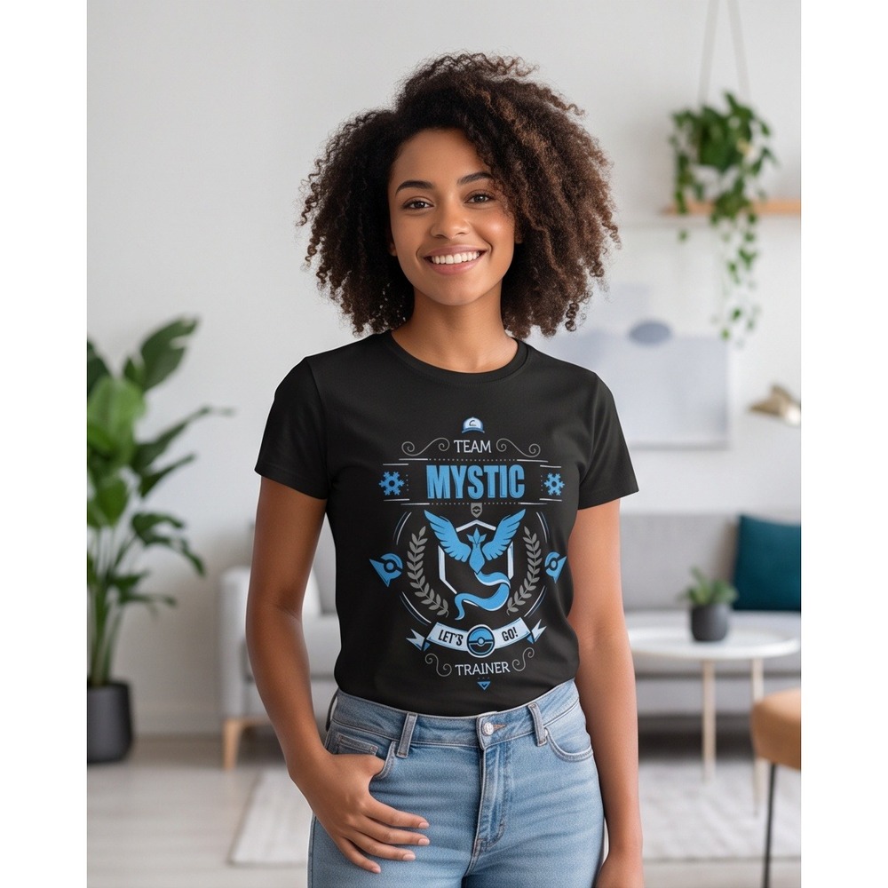 TeeFury L Pokemon Go Team Mystic Trainer Graphic T-Shirt Black Large NWOT